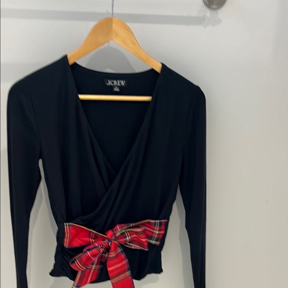 J Crew black top with front detail